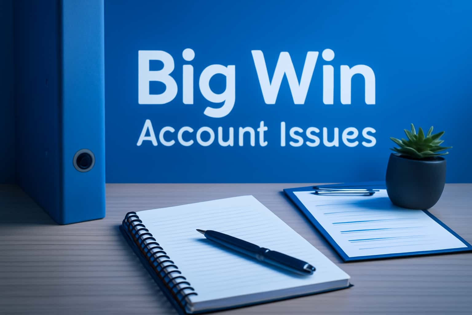 An overview of Big Win Account Issues depicted with modern, clean visuals.