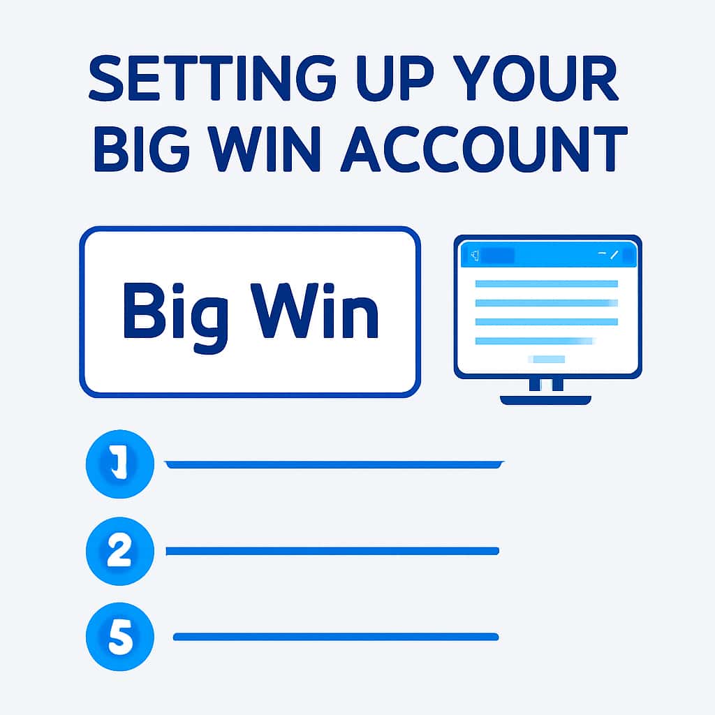 An educational diagram outlining the steps to set up a Big Win account.