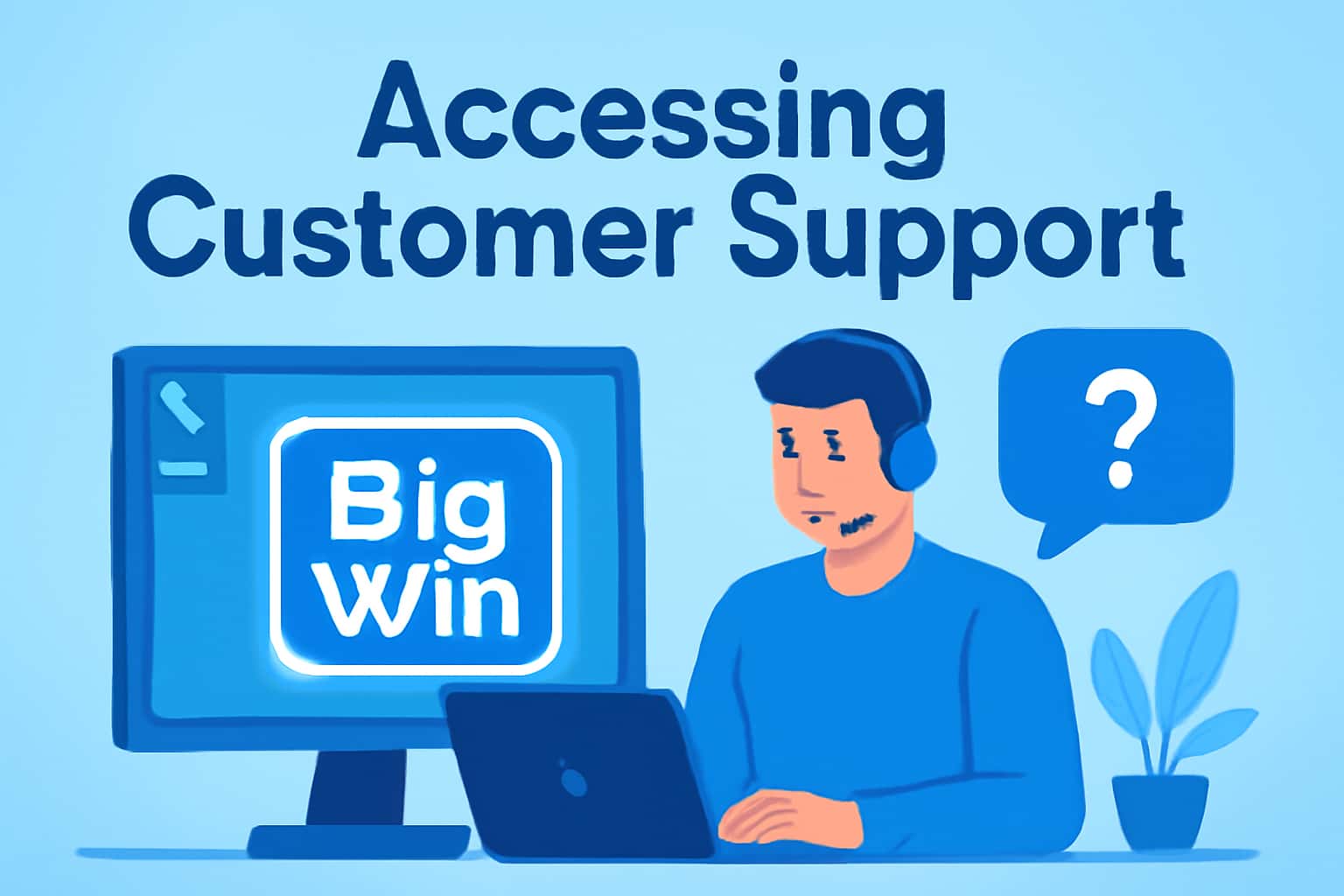 A futuristic representation of customer support accessibility with the text 'Big Win'.