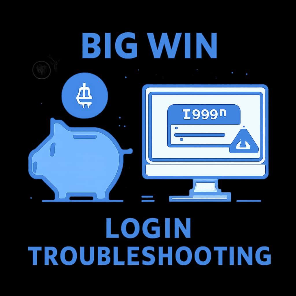 An educational diagram illustrating login troubleshooting for Big Win.
