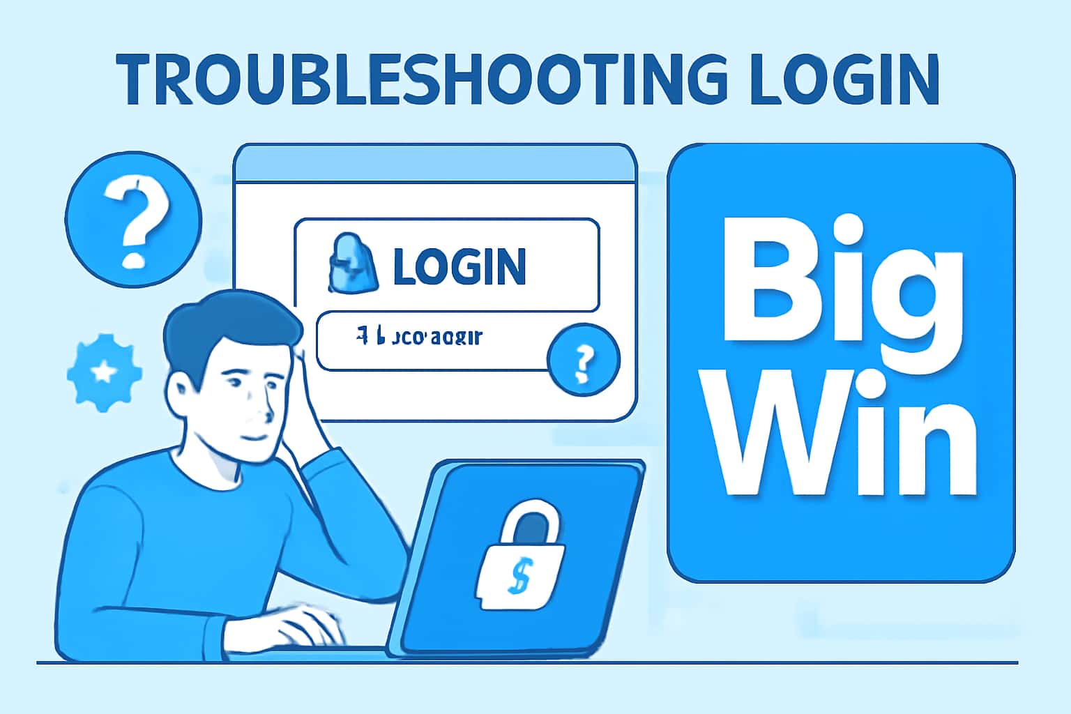 A neutral scene illustrating troubleshooting login issues for Big Win.
