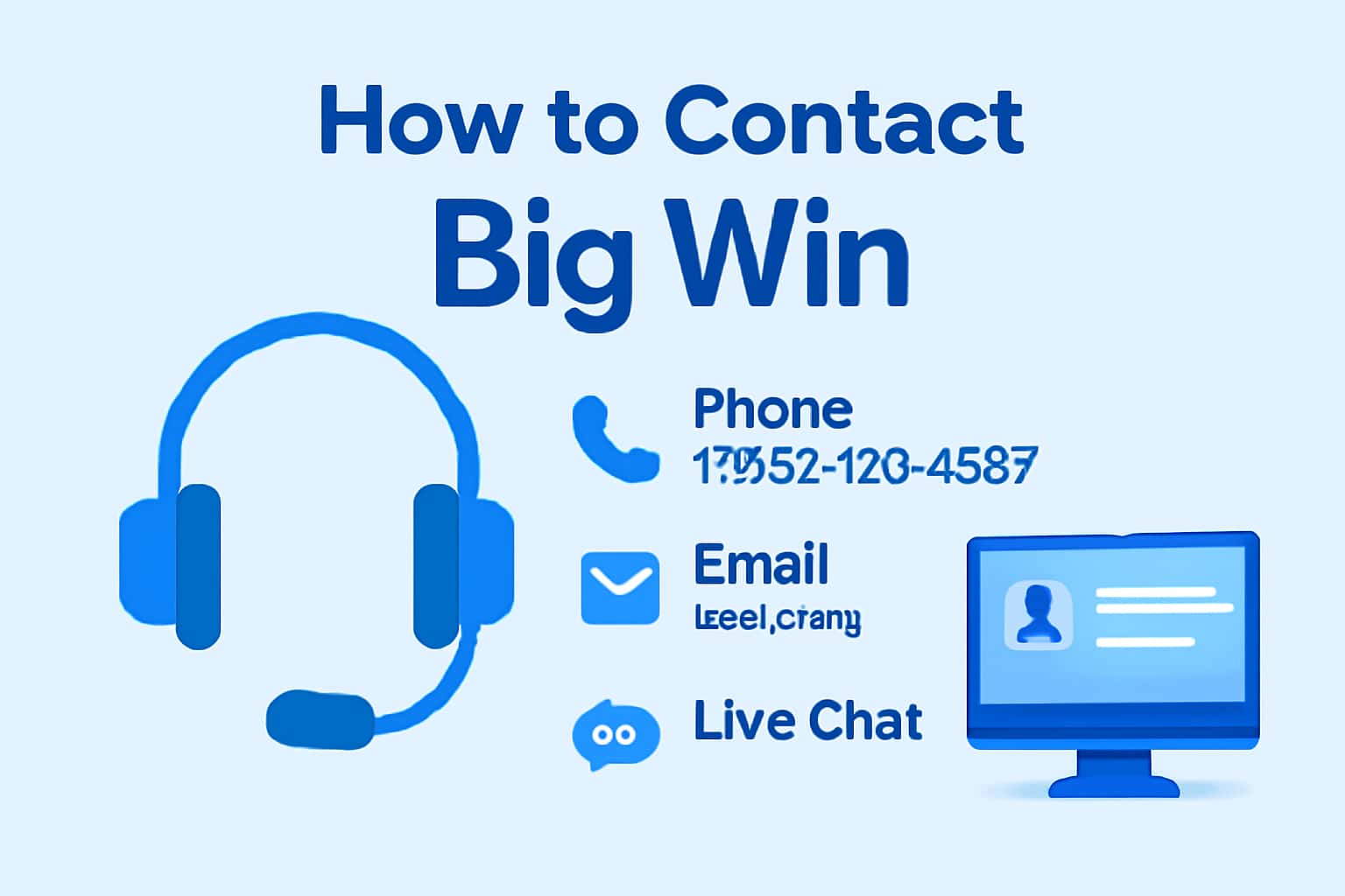 Informational banner illustrating contact methods for Big Win Support.