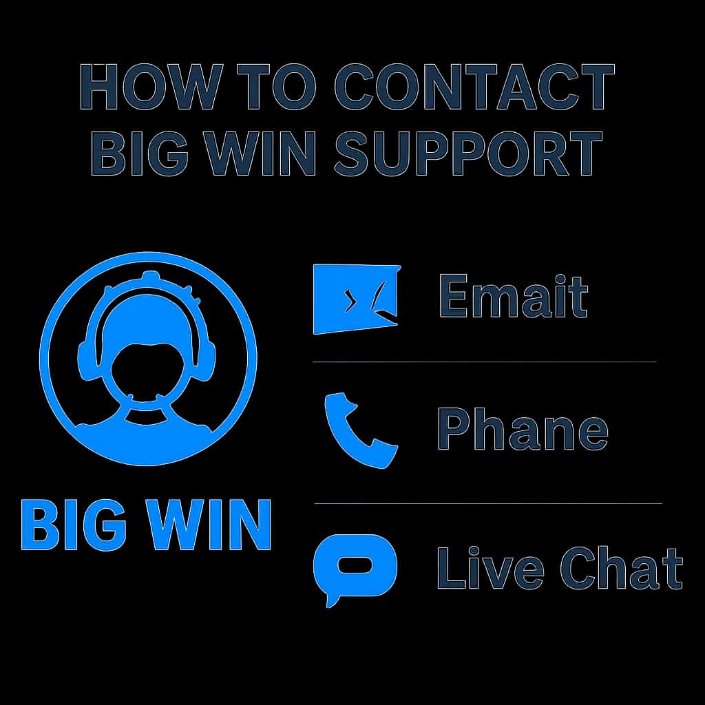 Diagram illustrating steps to contact Big Win Support.