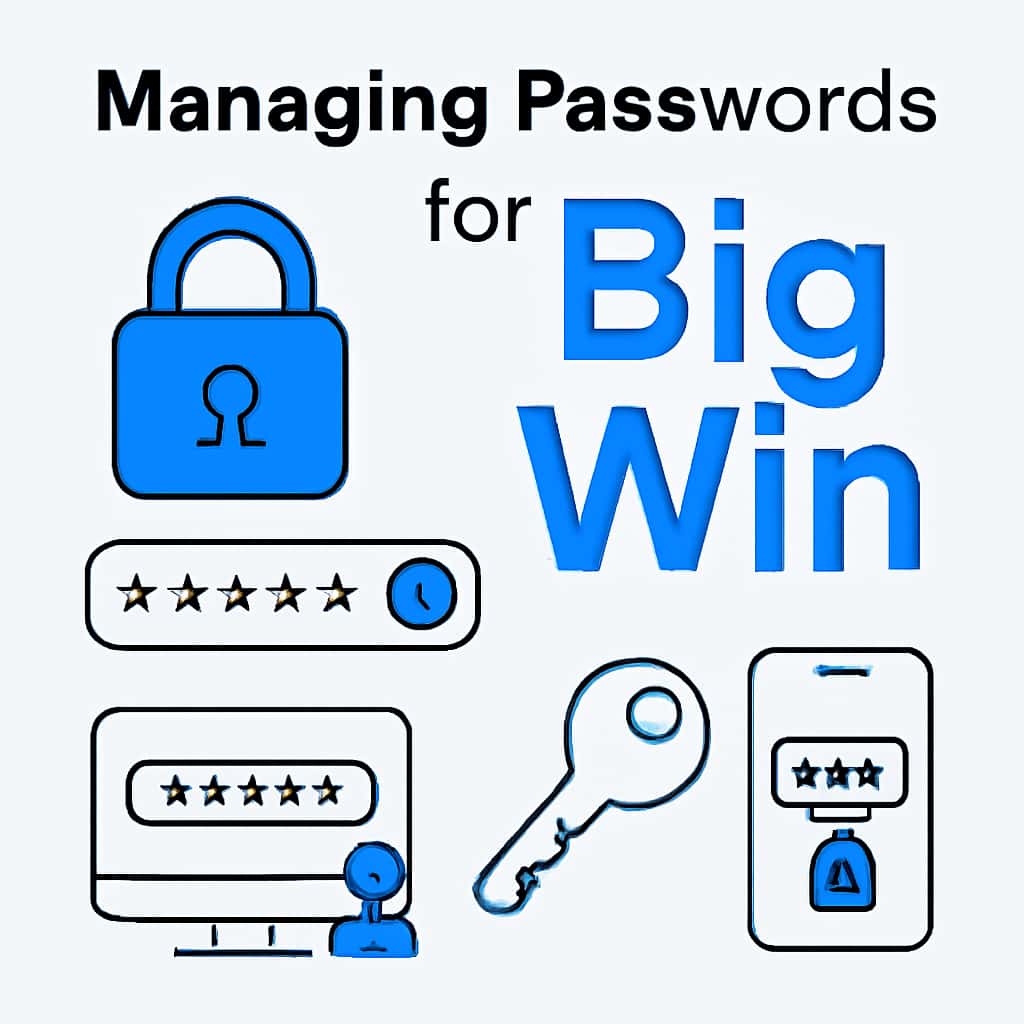 An educational diagram on managing passwords for Big Win.