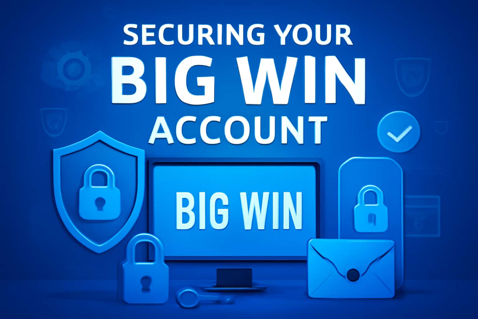 A high-tech visual representation of account security with the text 'Big Win'.